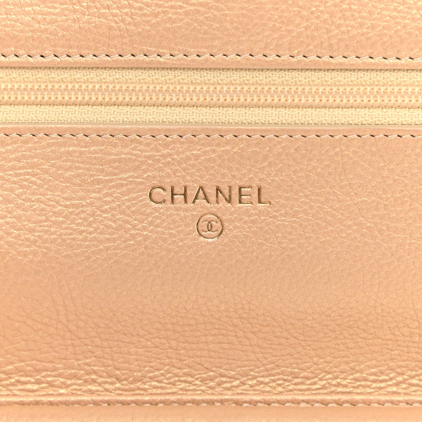 Iridescent Calfskin Quilted Wallet on Chain WOC Gold