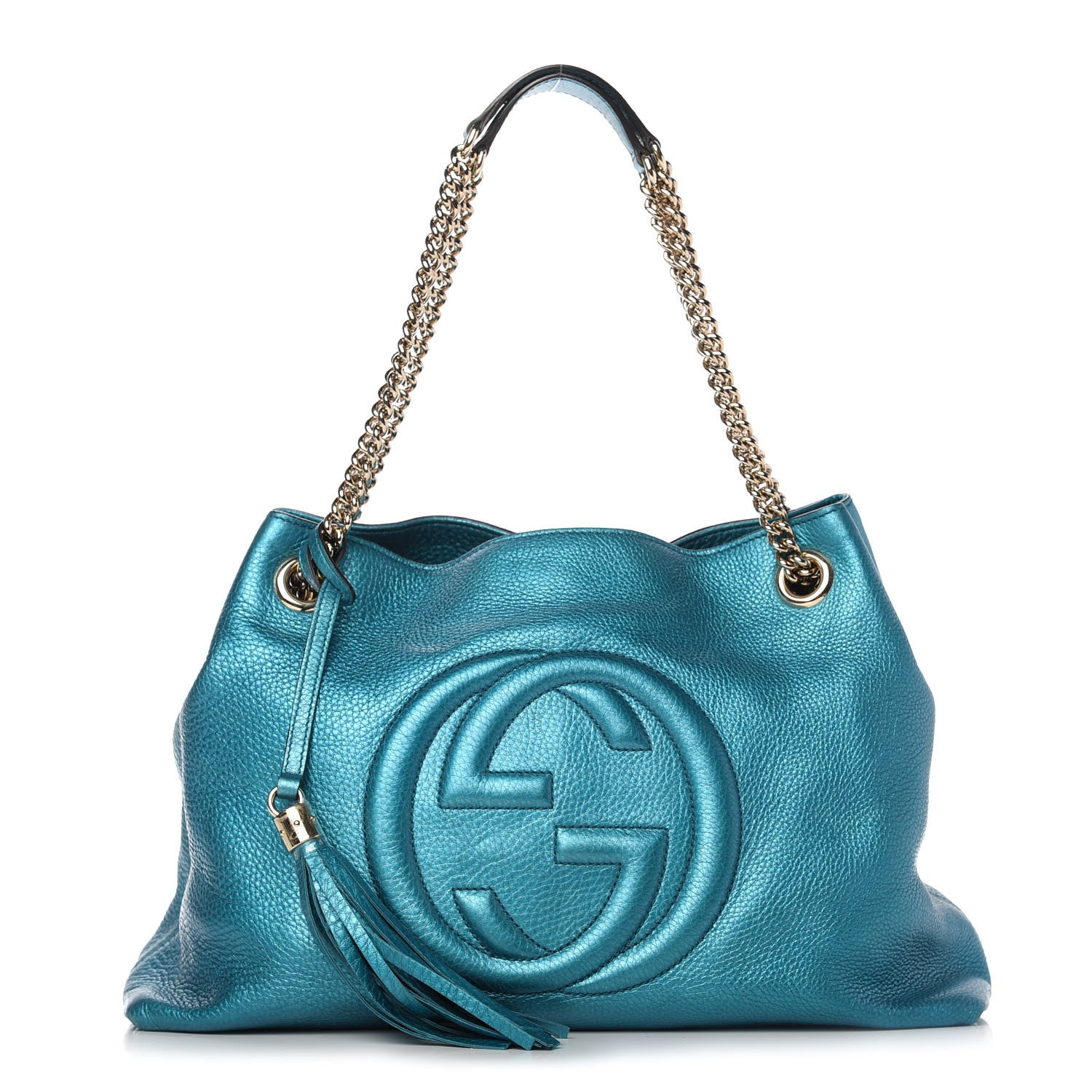 Gucci Metallic Cellarius Calfskin Medium Soho Chain Shoulder Bag Deep Cobalt 1 of 11