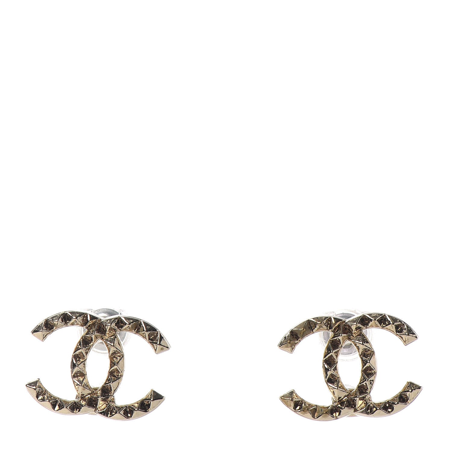 Chanel Studded CC Earrings Gold 1 of 4