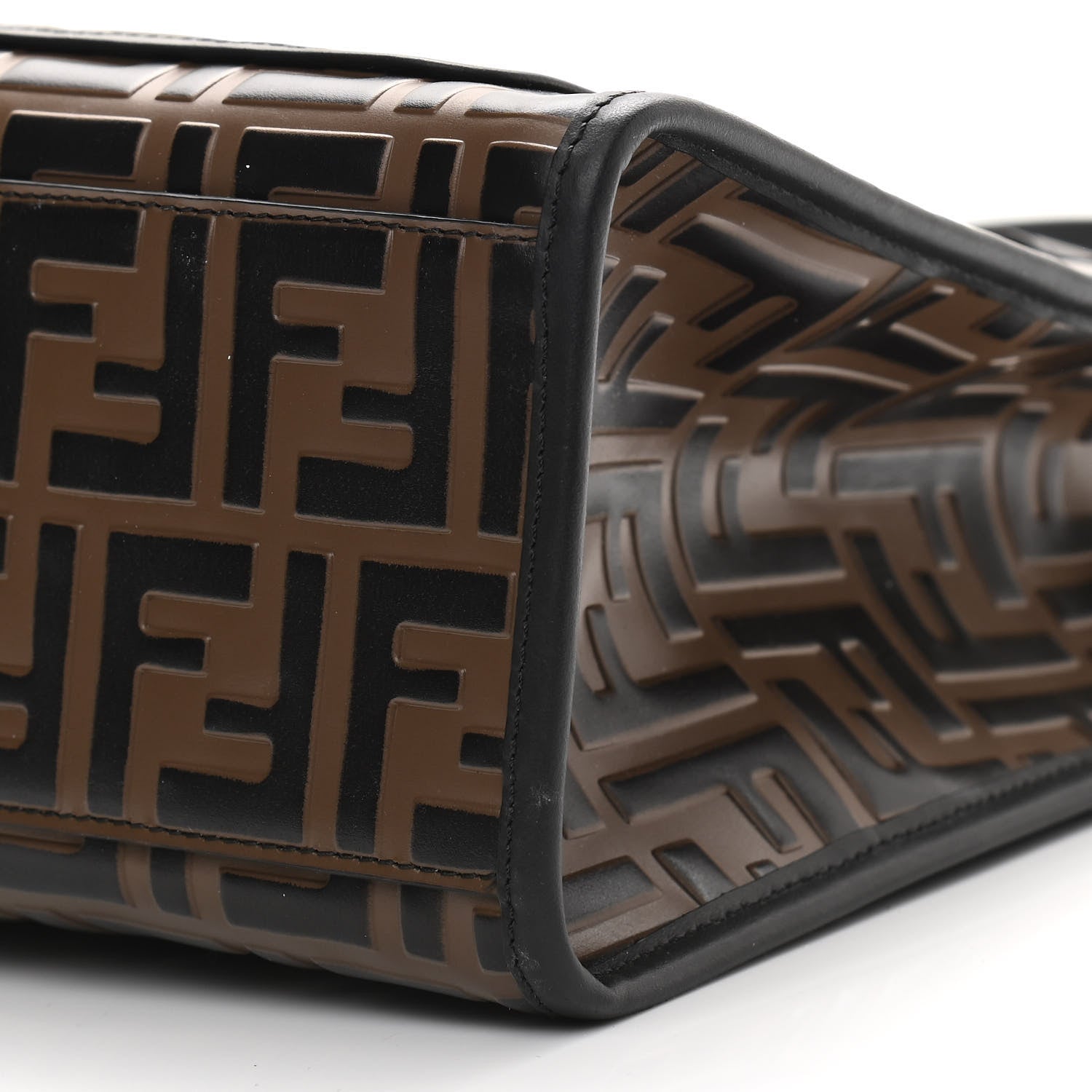 Fendi Vitello Century Wicker Bi-Color FF 1974 Embossed Small Runaway Shopper Tote Maya Black 10 of 10