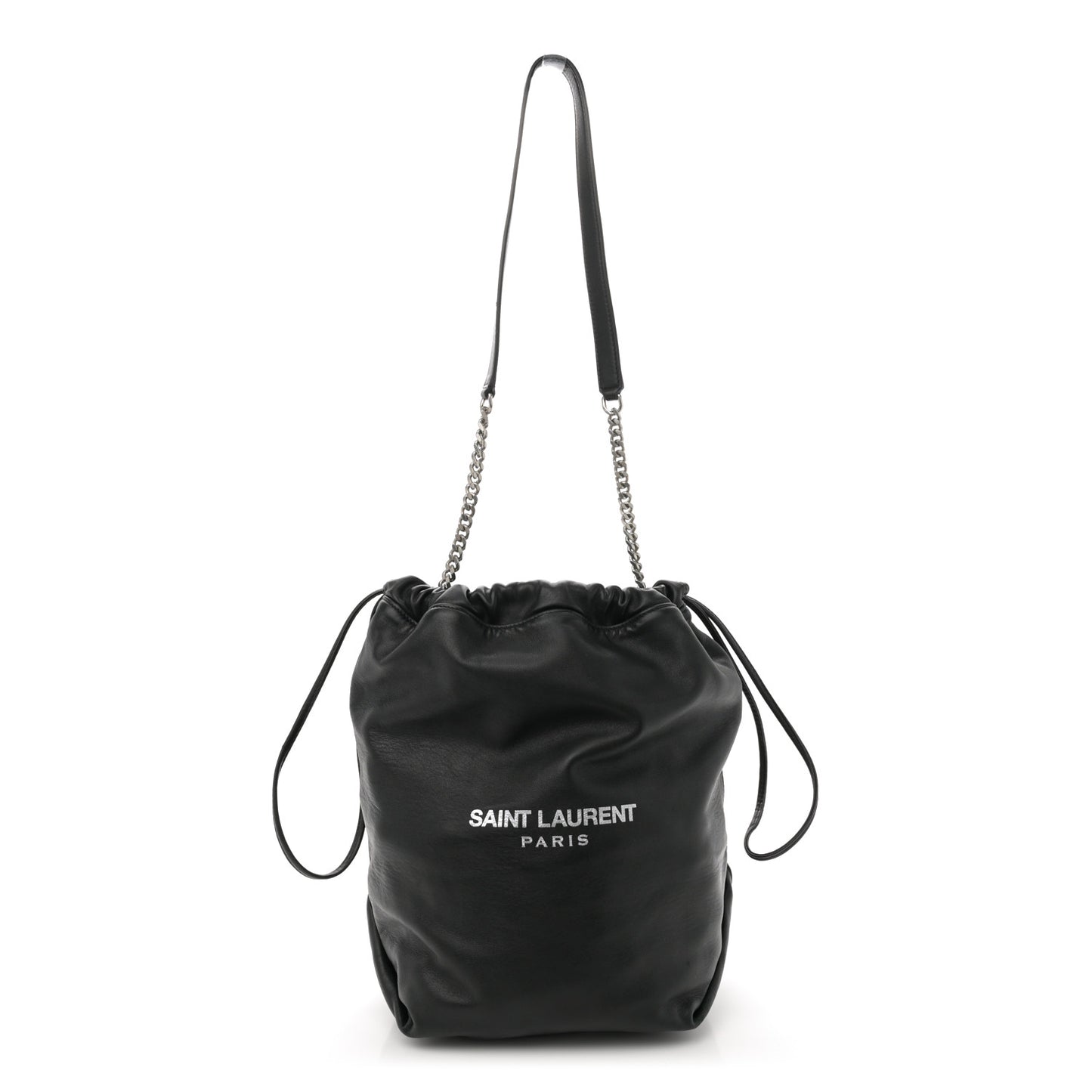 Lambskin Teddy Drawstring Bag Black