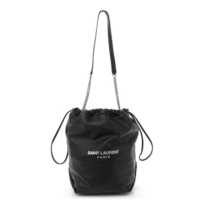 Saint Laurent Lambskin Teddy Drawstring Bag Black 1 of 12