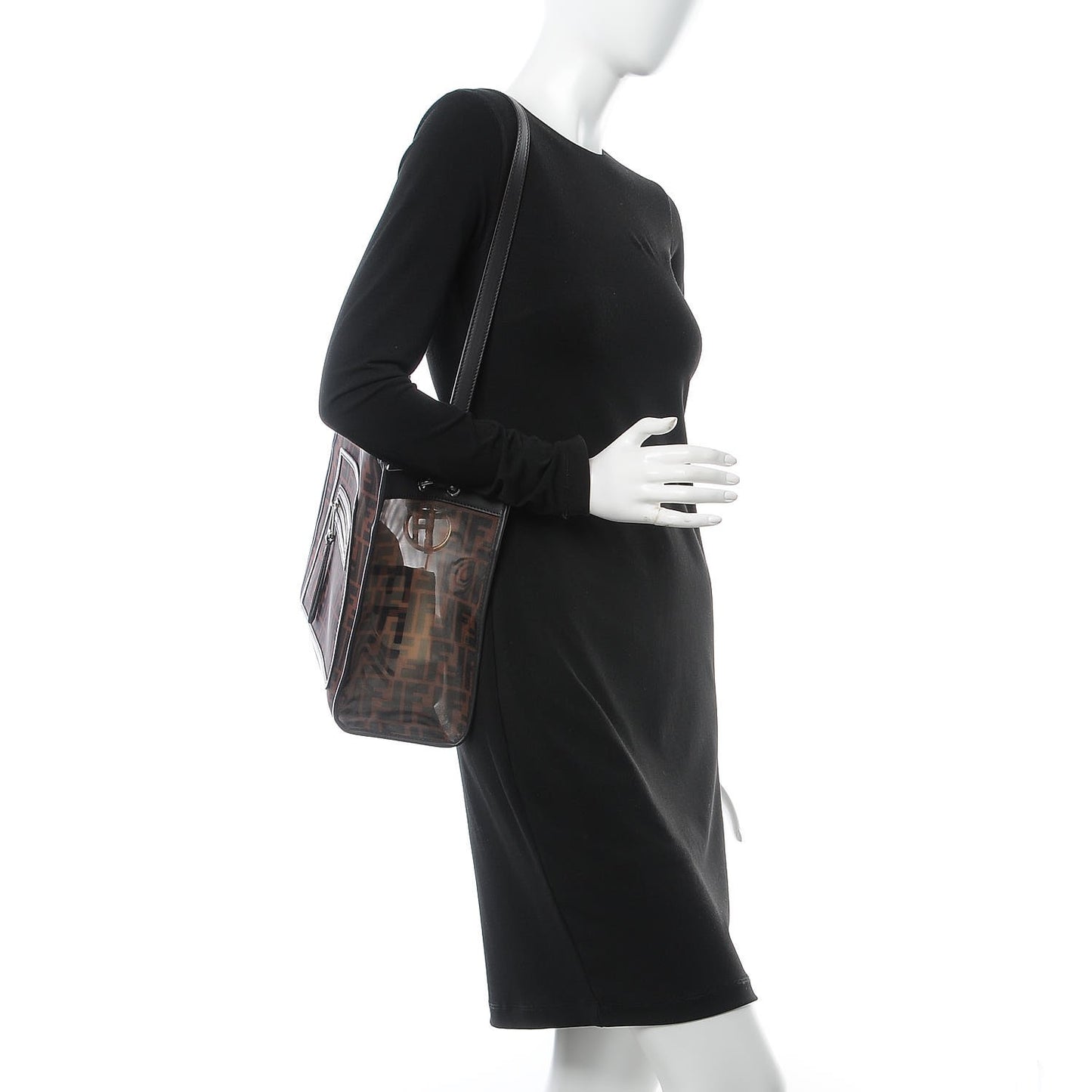 Mesh Vitello Century F is Fendi FF 1974 Regular Runaway Satchel Marrone Black Ebano