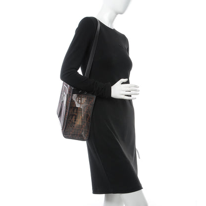 Fendi Mesh Vitello Century F is Fendi FF 1974 Regular Runaway Satchel Marrone Black Ebano 3 of 10