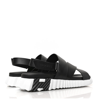 Hermes Parachute Fabric Calfskin Womens Electric Sandals 39 Black 4 of 8