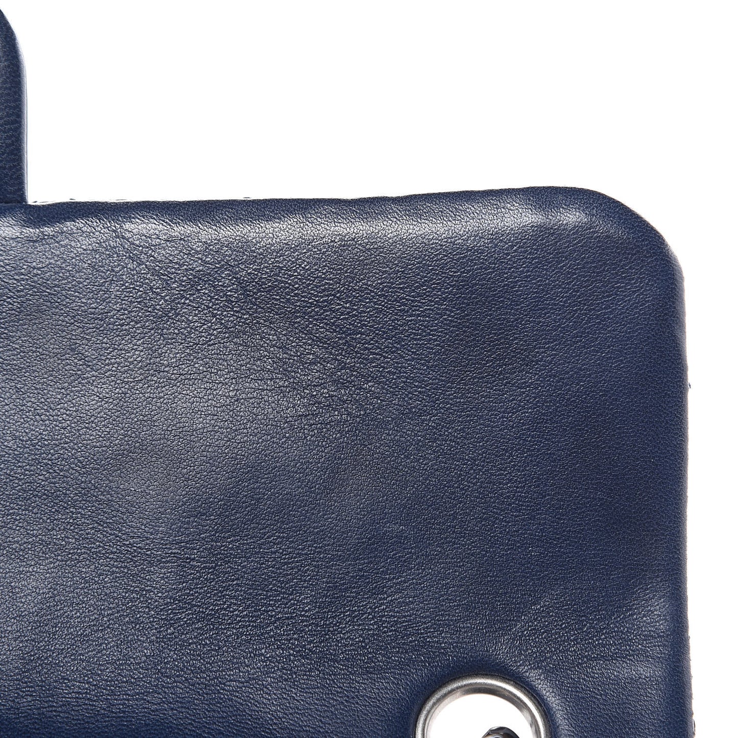 Distressed Patent Quilted East West Flap Navy Blue