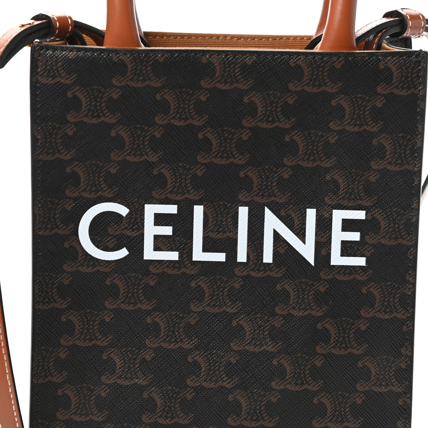 Triomphe Canvas Calfskin Mini Vertical Cabas Tan