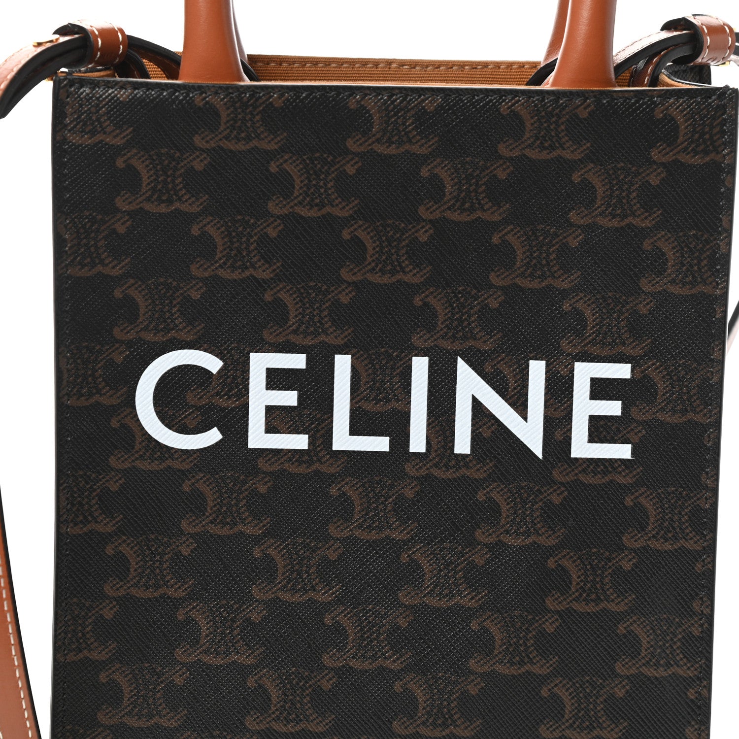 Celine Triomphe Canvas Calfskin Mini Vertical Cabas Tan 6 of 9