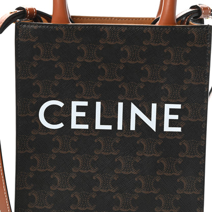 Celine Triomphe Canvas Calfskin Mini Vertical Cabas Tan 6 of 9