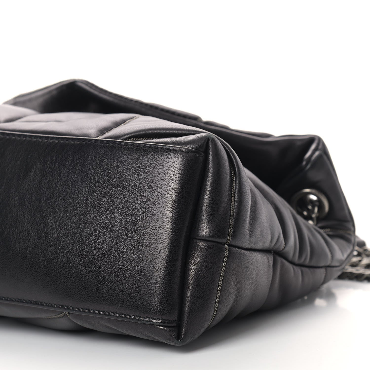 Saint Laurent Lambskin Quilted Small Loulou Puffer Monogram Chain Satchel Black 10 of 14