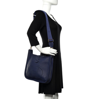 Hermes Taurillon Clemence Evelyne III PM Bleu Encre 2 of 11