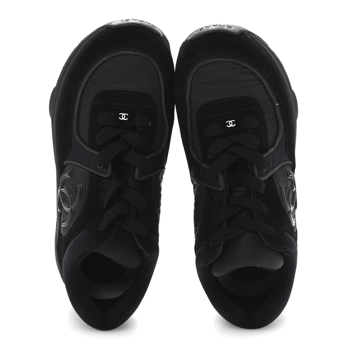 Fabric Calfskin Suede CC Sneakers 40 Black