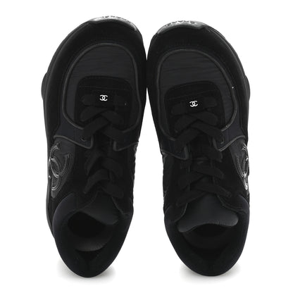 Chanel Fabric Calfskin Suede CC Sneakers 40 Black 2 of 10