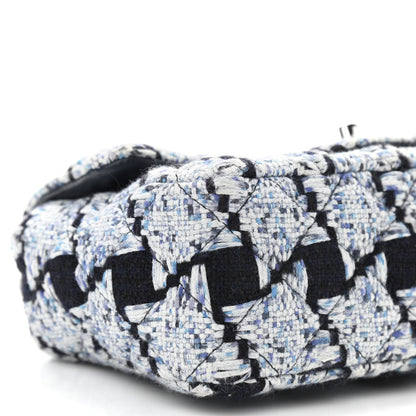 Chanel Tweed Quilted Mini Rectangular Flap Black White Light Blue 9 of 11