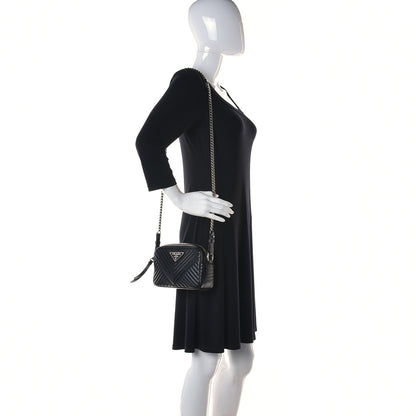 Prada Soft Calfskin Impunture Diagramme Camera Bag Black 2 of 12