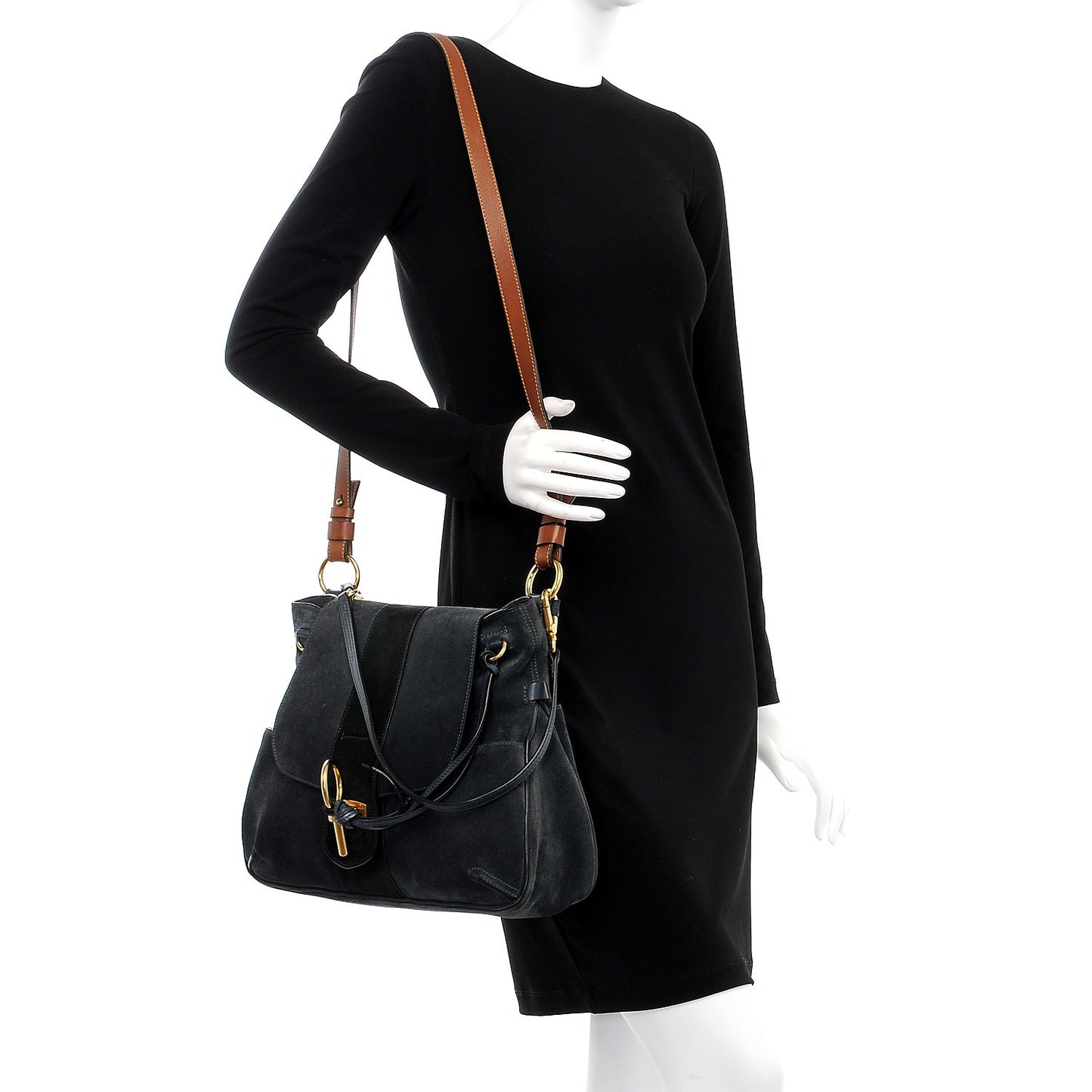 Suede Medium Lexa Shoulder Bag Silver Blue