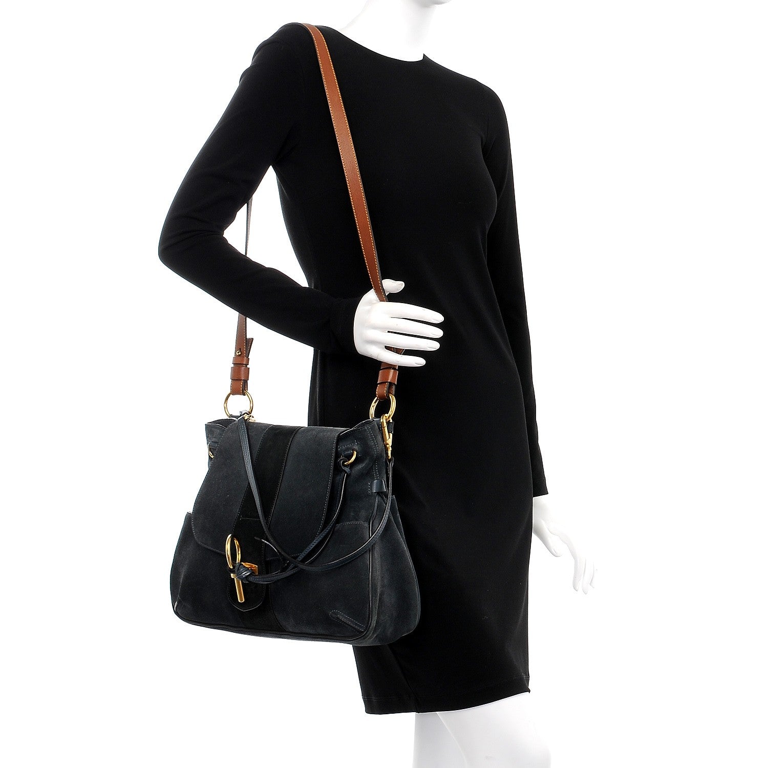 Chloe Suede Medium Lexa Shoulder Bag Silver Blue 2 of 8