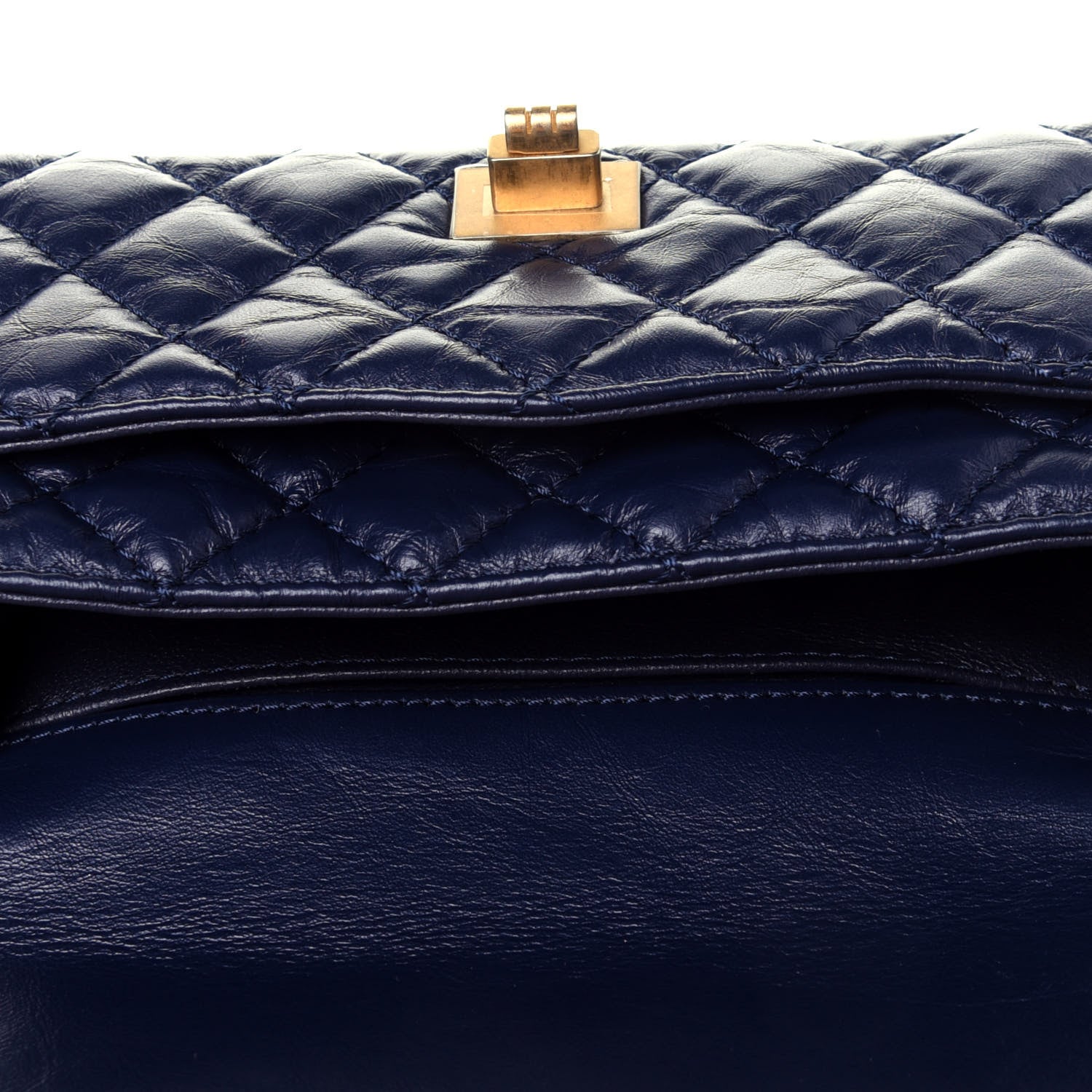 Chanel Aged Calfskin Quilted 2.55 Reissue Flap Belt Bag Clutch Navy 10 of 11