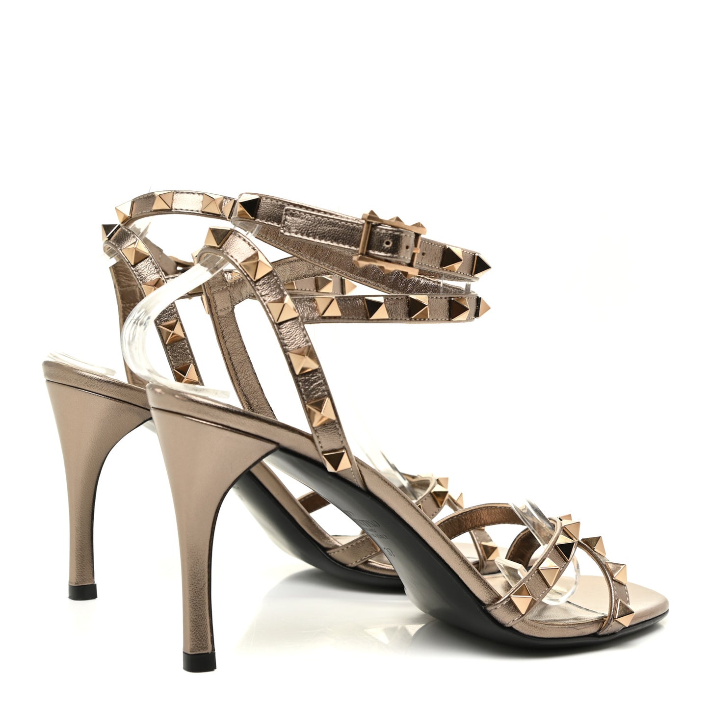 Metallic Nappa Rockstud Ankle Wrap 85mm Sandals 37 Sasso