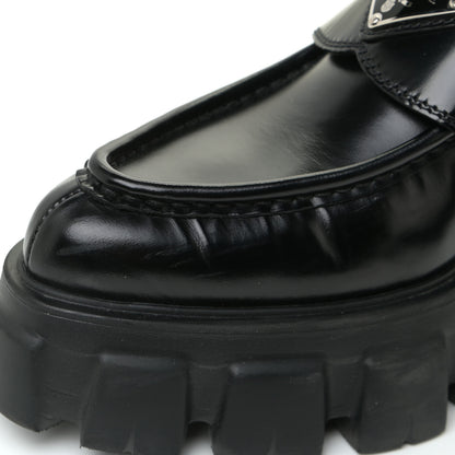 Prada Spazzolato Triangle Logo Monolith Pointy 55mm Loafers 37.5 Black 16 of 17