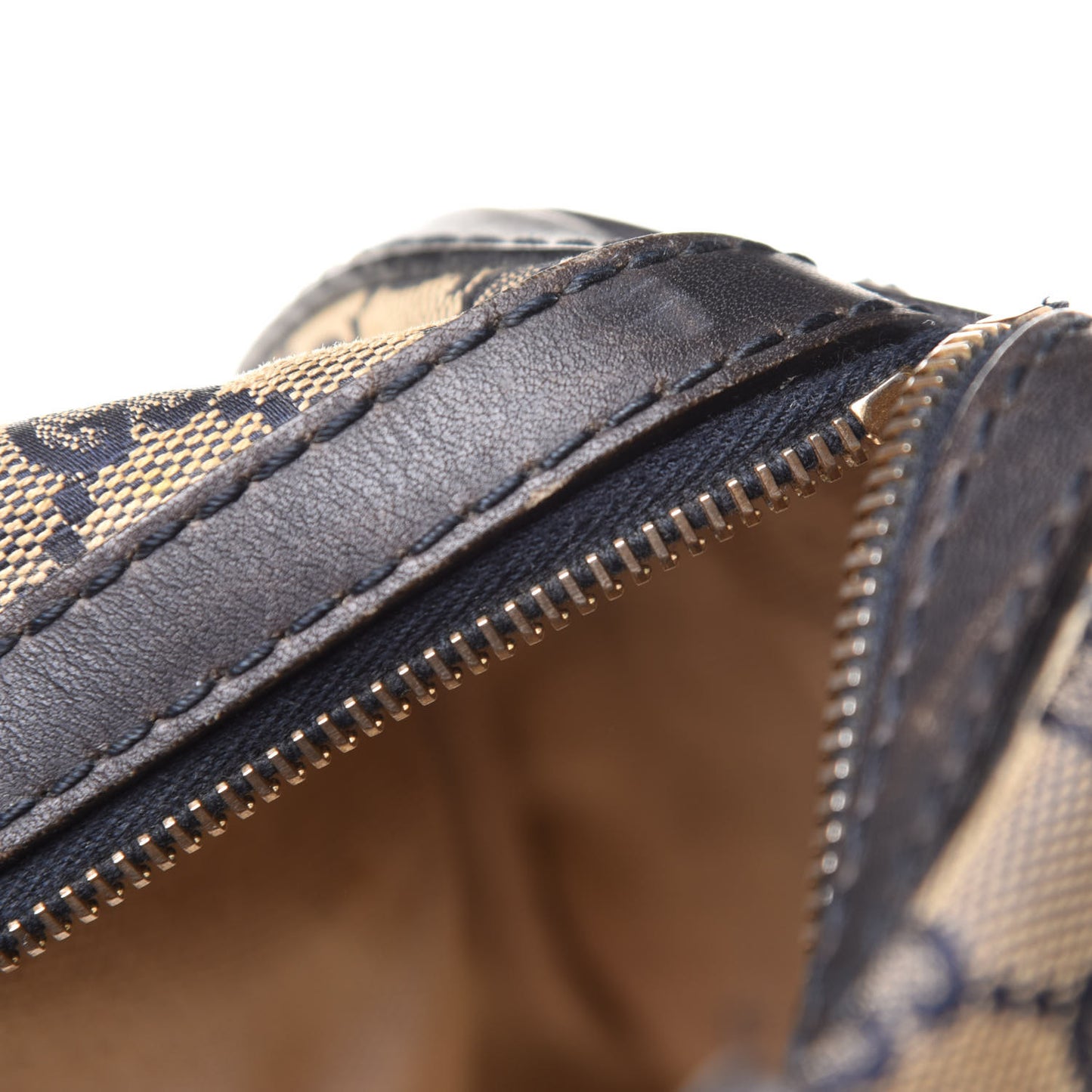 Monogram Selleria Calfskin Vintage Web Medium Boston Beige Blue