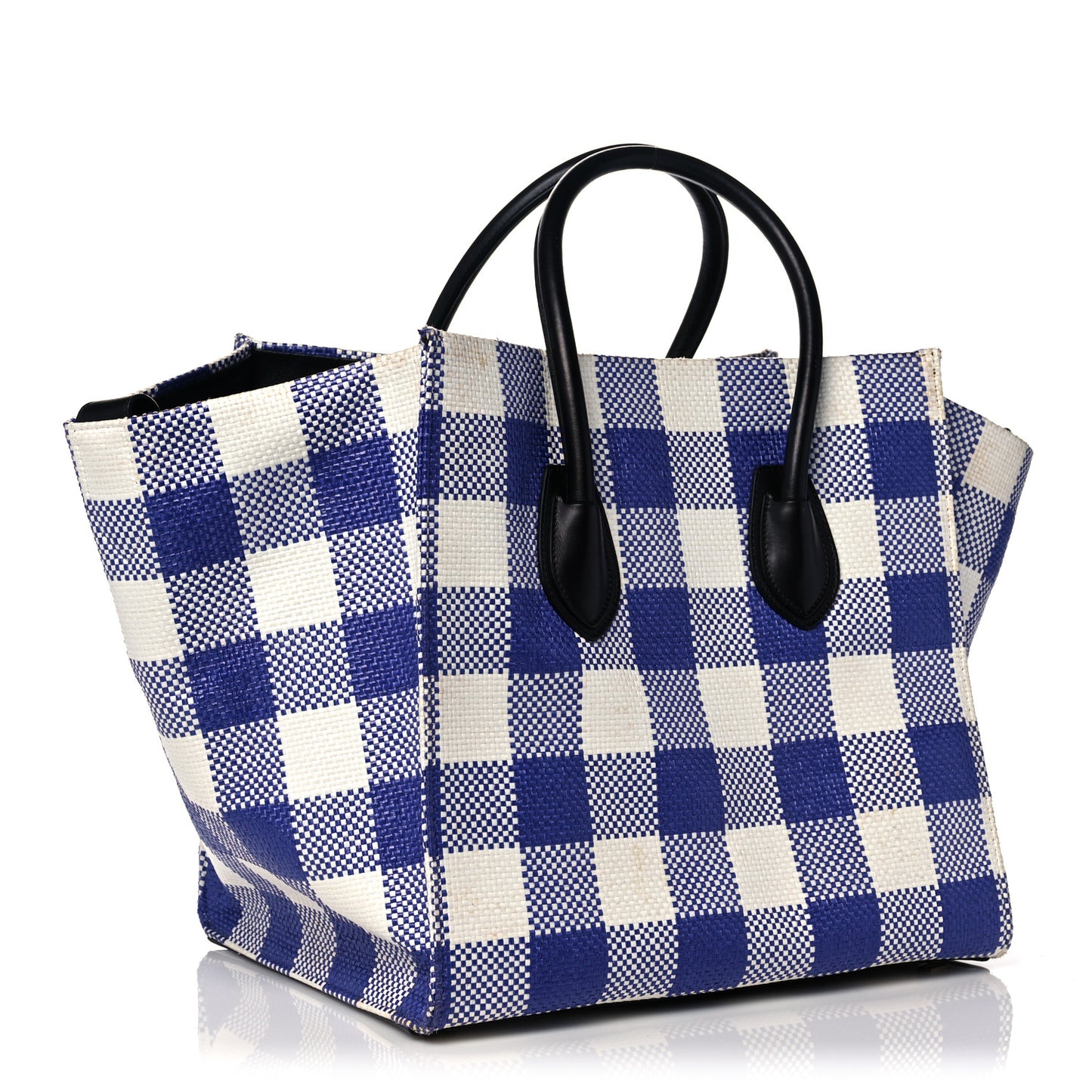 Gingham Woven Medium Phantom Luggage Cobalt