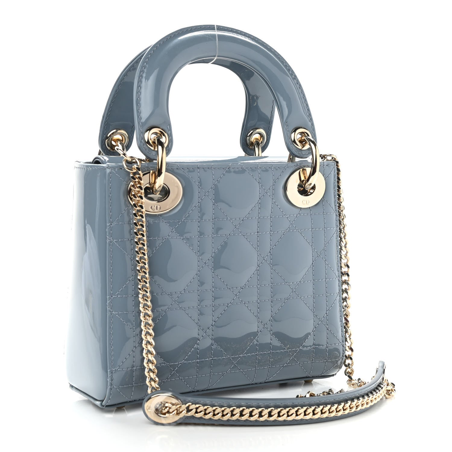 Christian Dior Patent Cannage Mini Lady Dior Light Blue 3 of 10