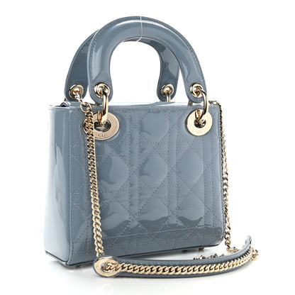 Christian Dior Patent Cannage Mini Lady Dior Light Blue 3 of 10
