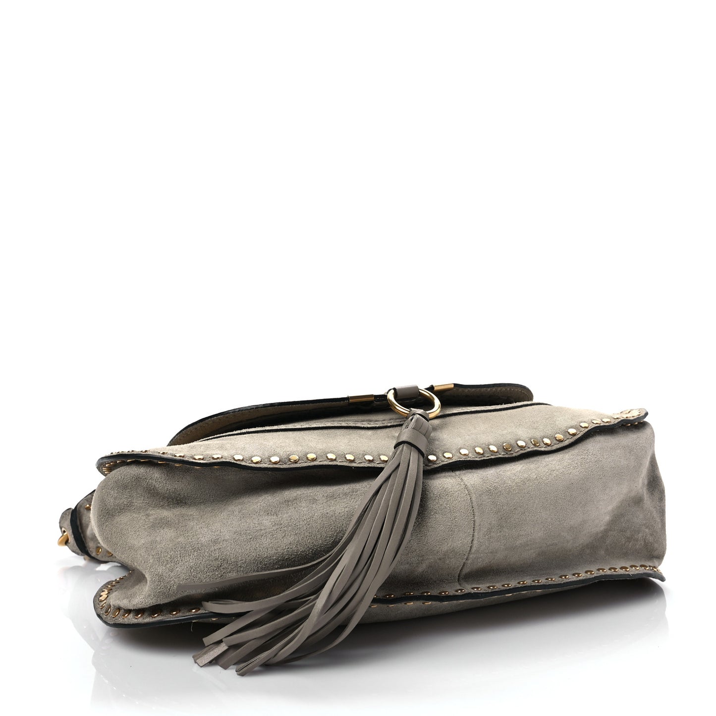 Calfskin Studded Medium Marcie Satchel Grey