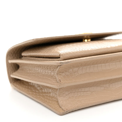 Saint Laurent Calfskin Crocodile Embossed Medium Monogram Sunset Dark Beige 9 of 13