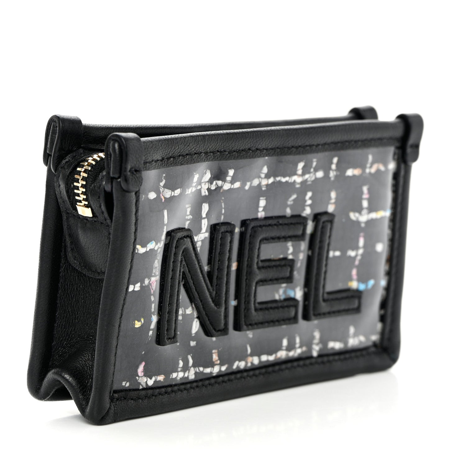Tweed PVC Lambskin Key Pouch Black