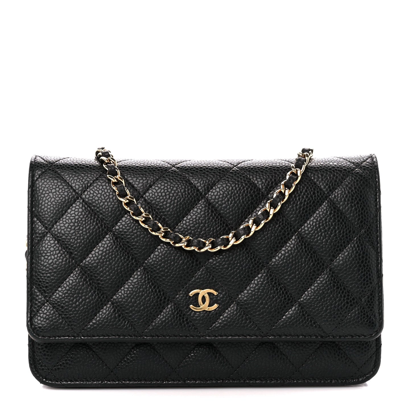 Caviar Quilted Wallet on Chain WOC Black