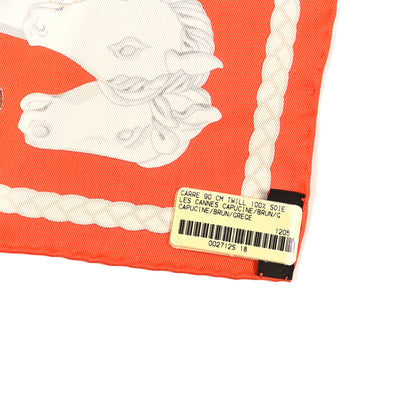 Hermes Silk Les Cannes Scarf 90 Capucine Brun Grege 4 of 4