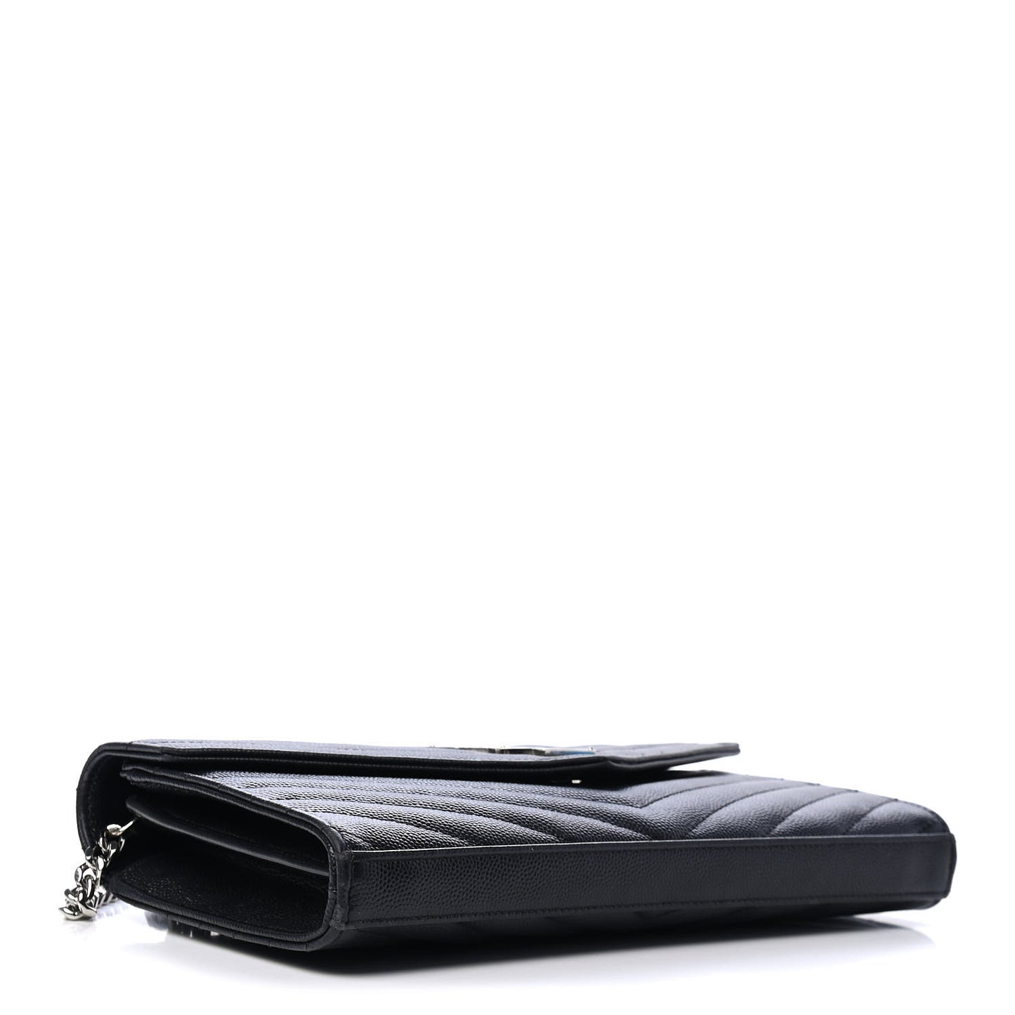 Grain De Poudre Matelasse Chevron Monogram Chain Wallet Black