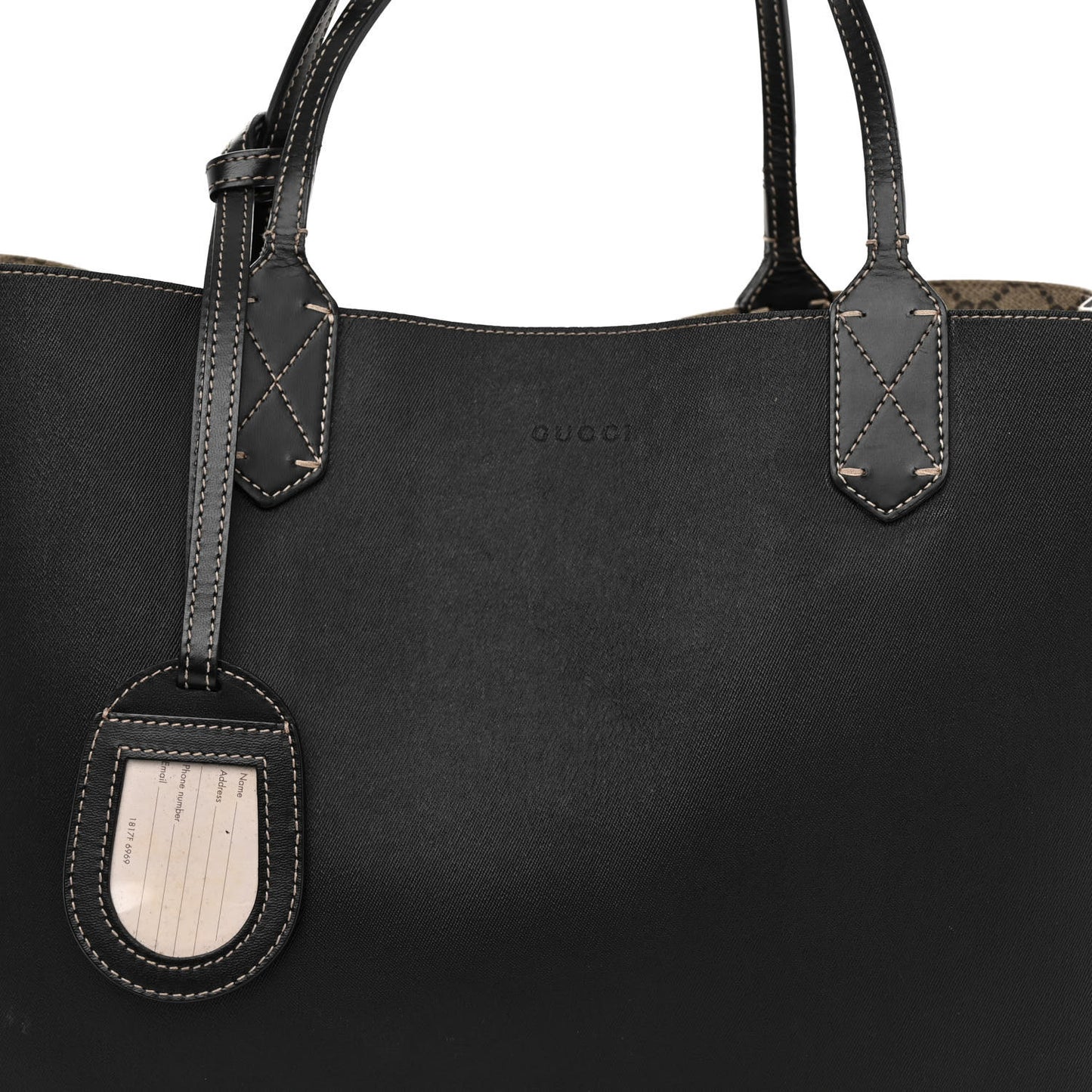 Calfskin GG Supreme Monogram Large Reversible Tote Black