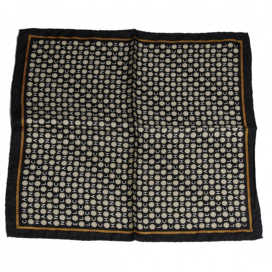Silk CC Logo Camellia Scarf Black