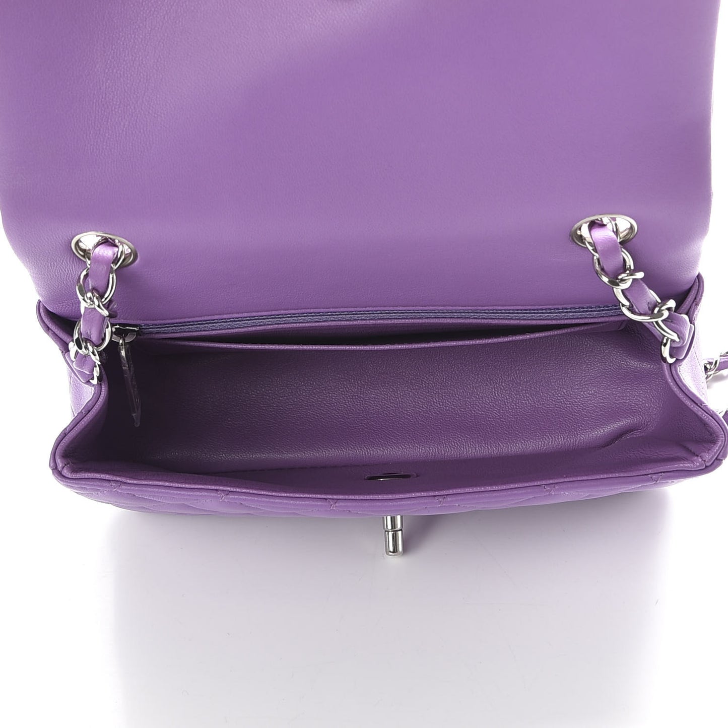 Lambskin Quilted Mini Rectangular Flap Purple