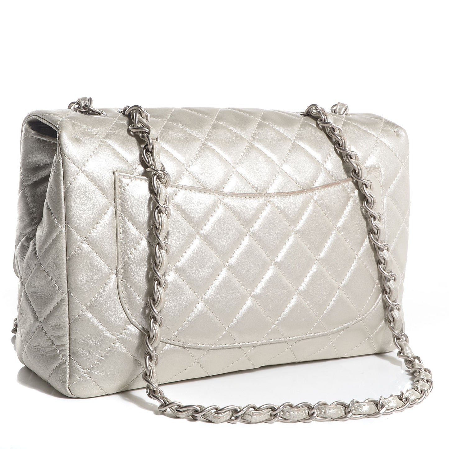 Metallic Lambskin Jumbo Single Flap Light Gold