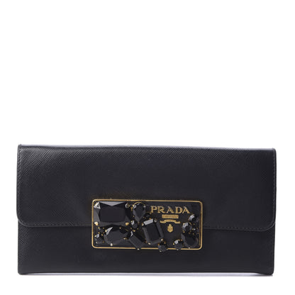 Prada Saffiano Stones Continental Wallet Black 1 of 7