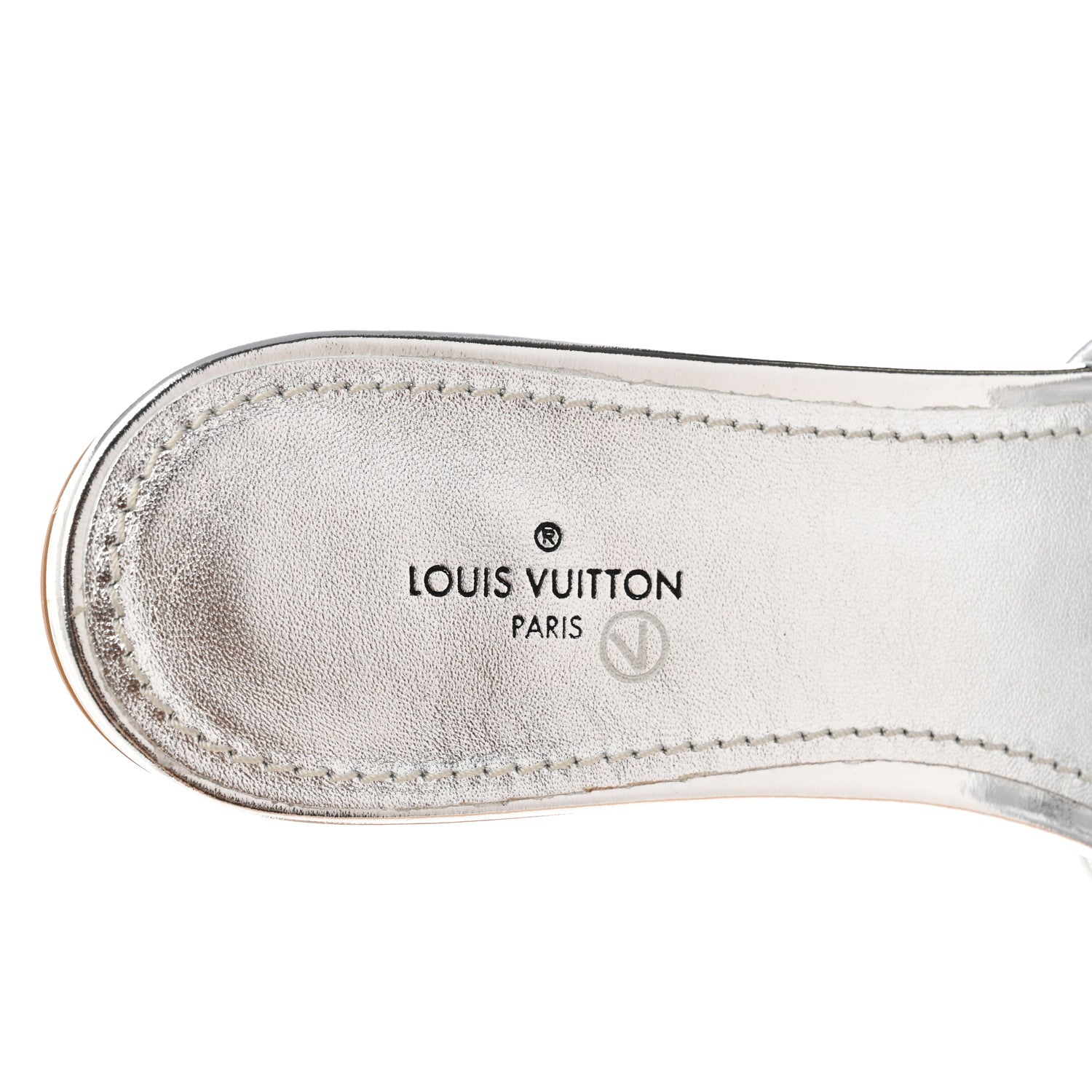 Louis Vuitton Metallic Lambskin Embossed Monogram Revival Flat Mules 37.5 Silver 7 of 11