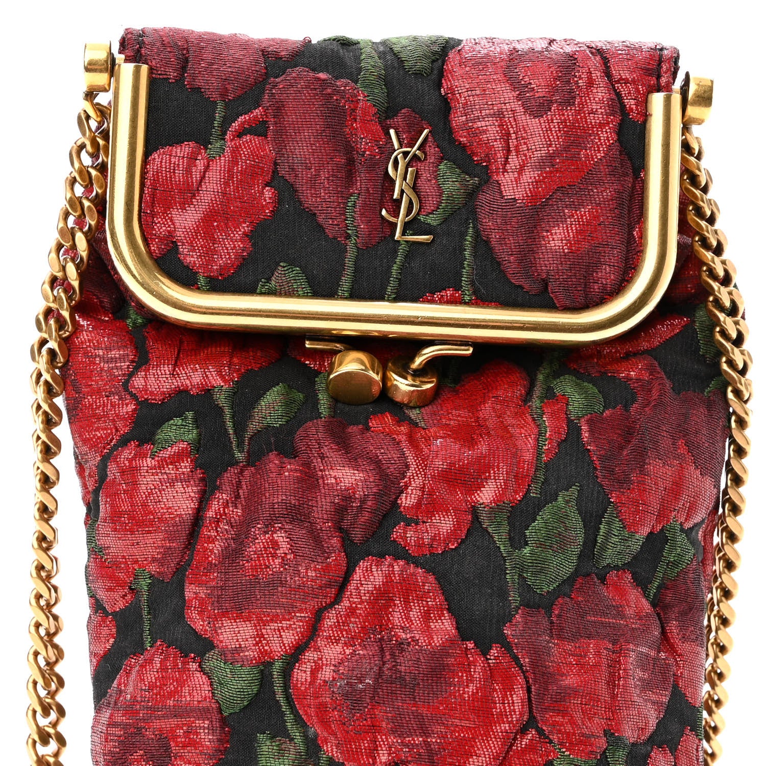 Saint Laurent Brocade Monogram Small Charniere Bag Red Multicolor 7 of 11
