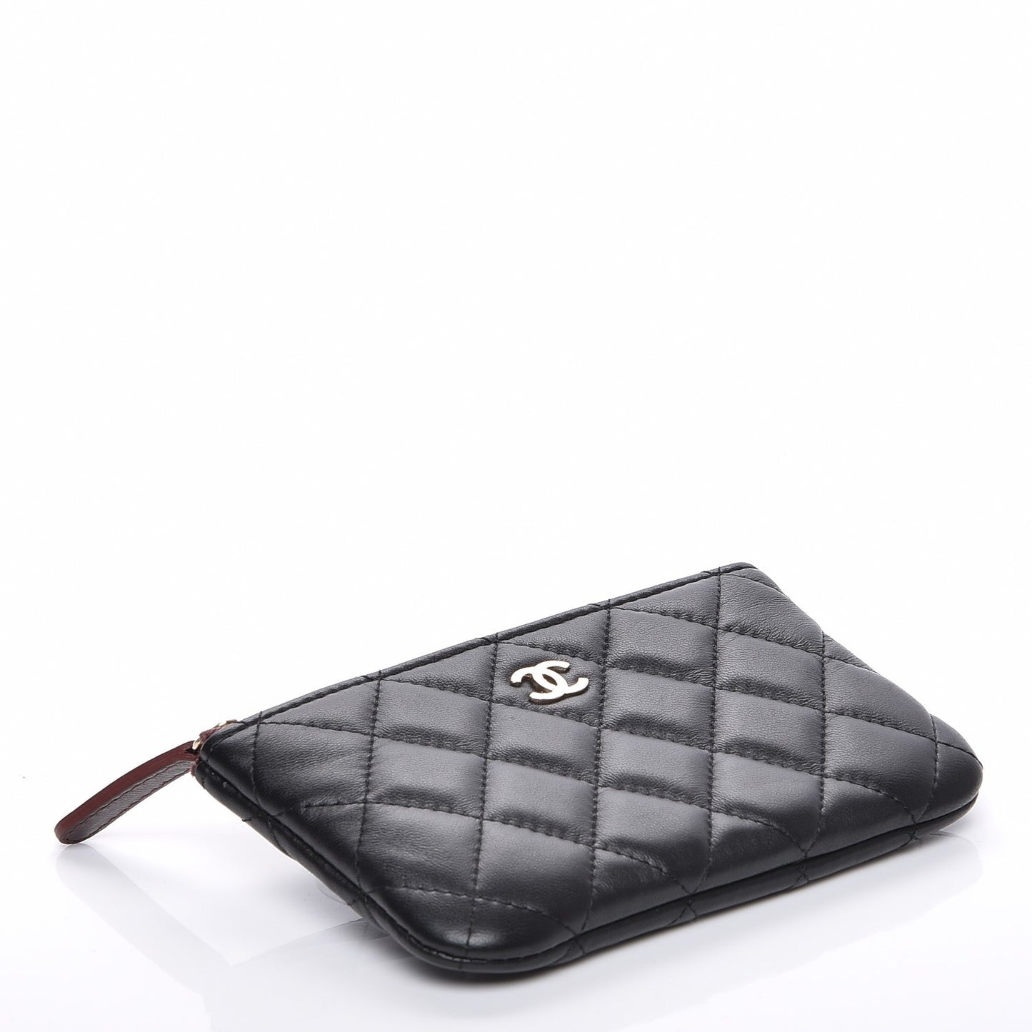 Lambskin Quilted Small Cosmetic Case Black
