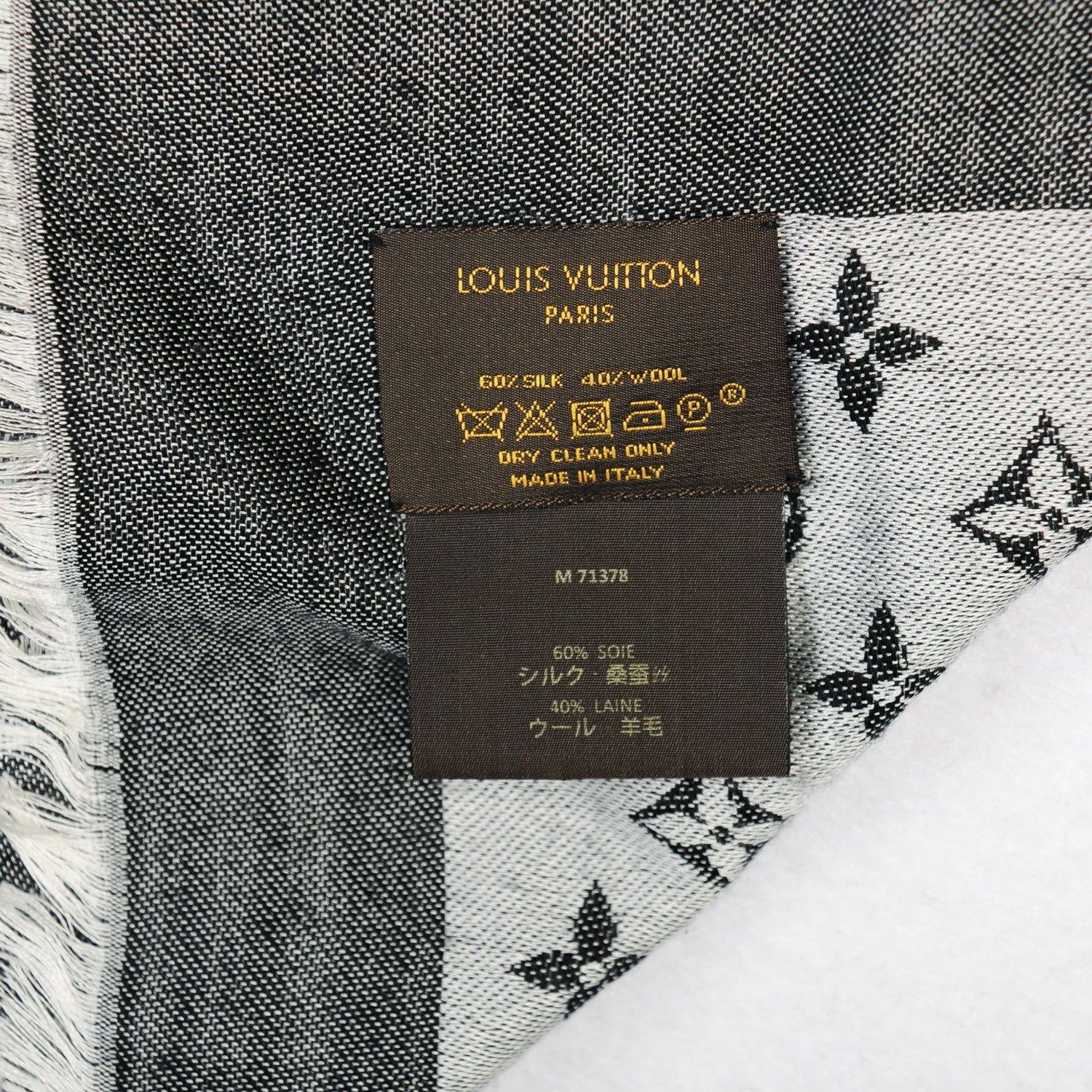 Louis Vuitton Wool Silk Monogram Denim Shawl Black 5 of 5