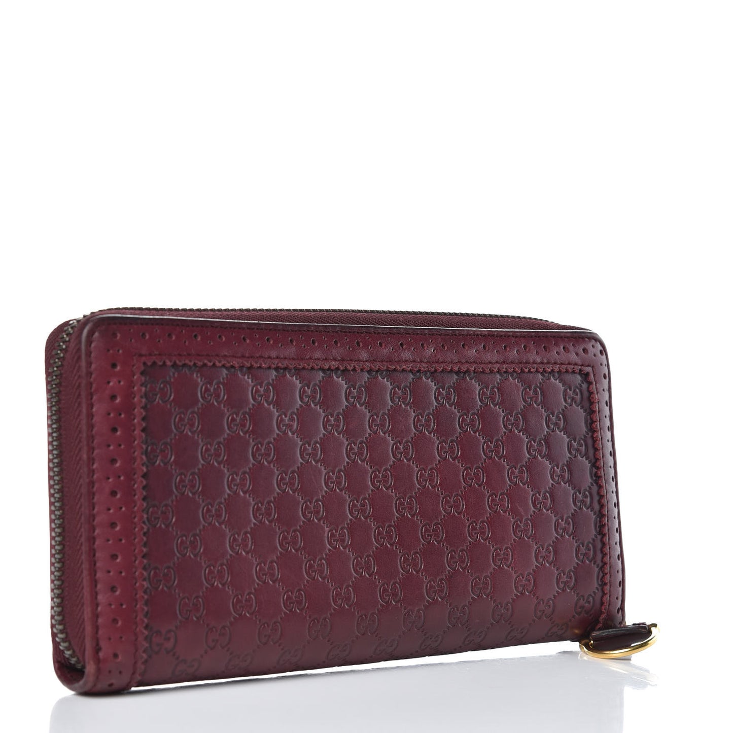 Microguccissima Brogue Zip Around Wallet Burgundy