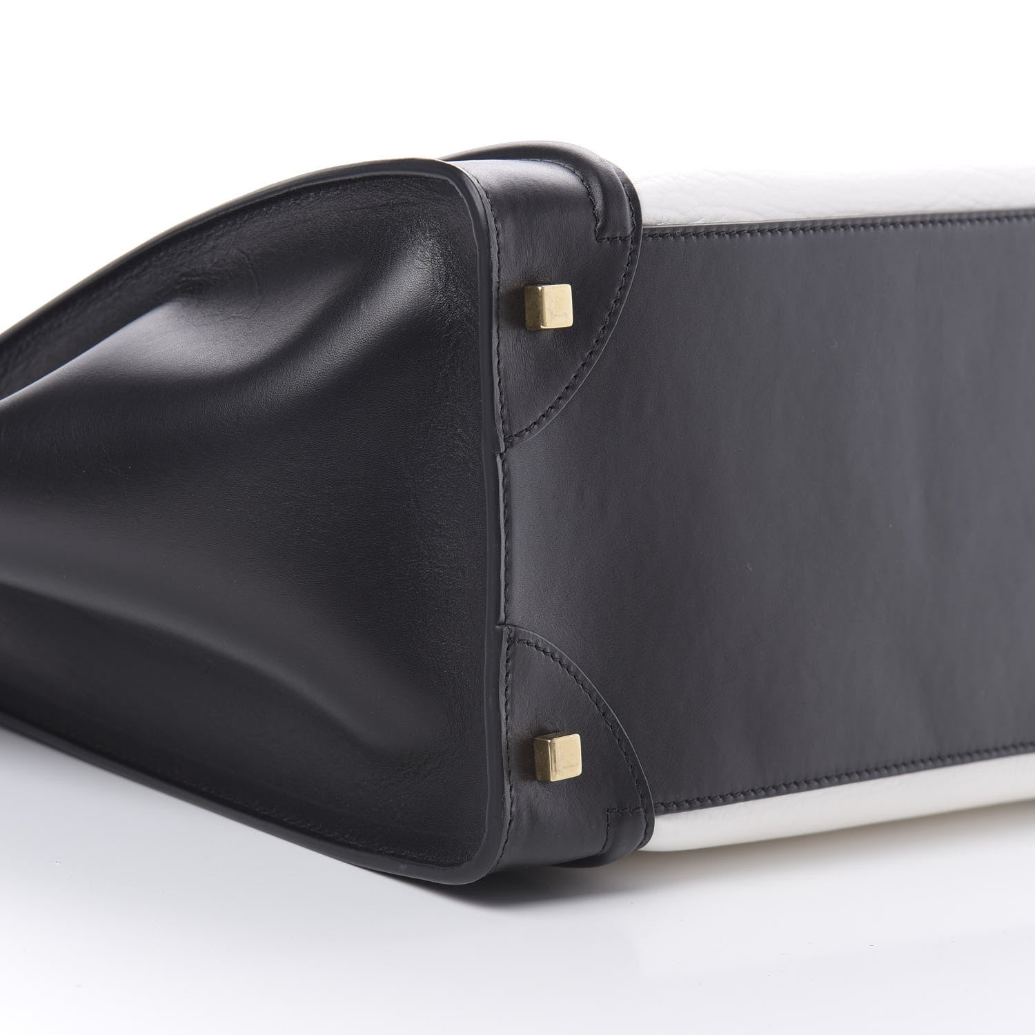 Celine Smooth Calfskin Shrunken Lambskin Mini Bi-Color Luggage Black White 9 of 12