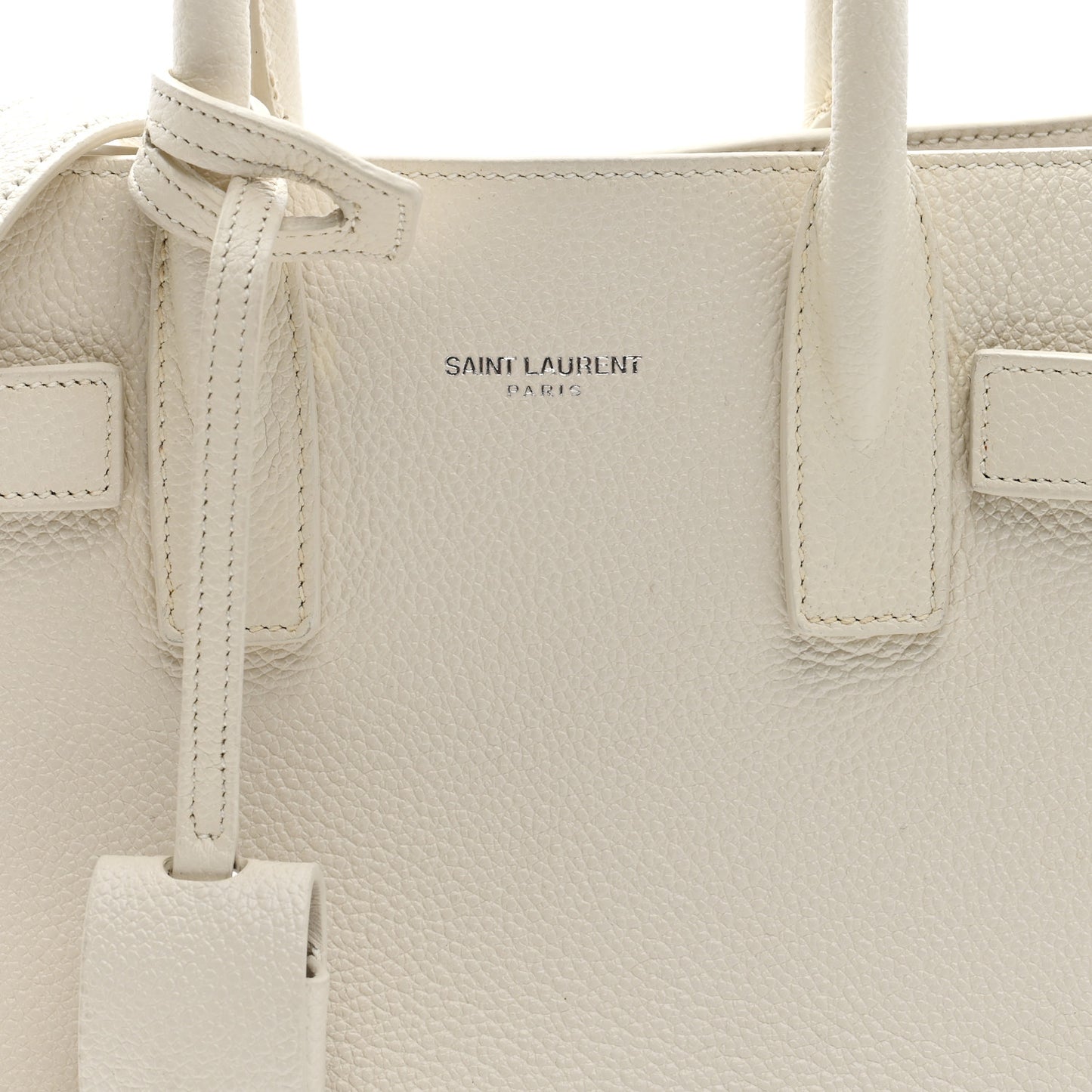 Grained Calfskin Nano Sac de Jour Dove White