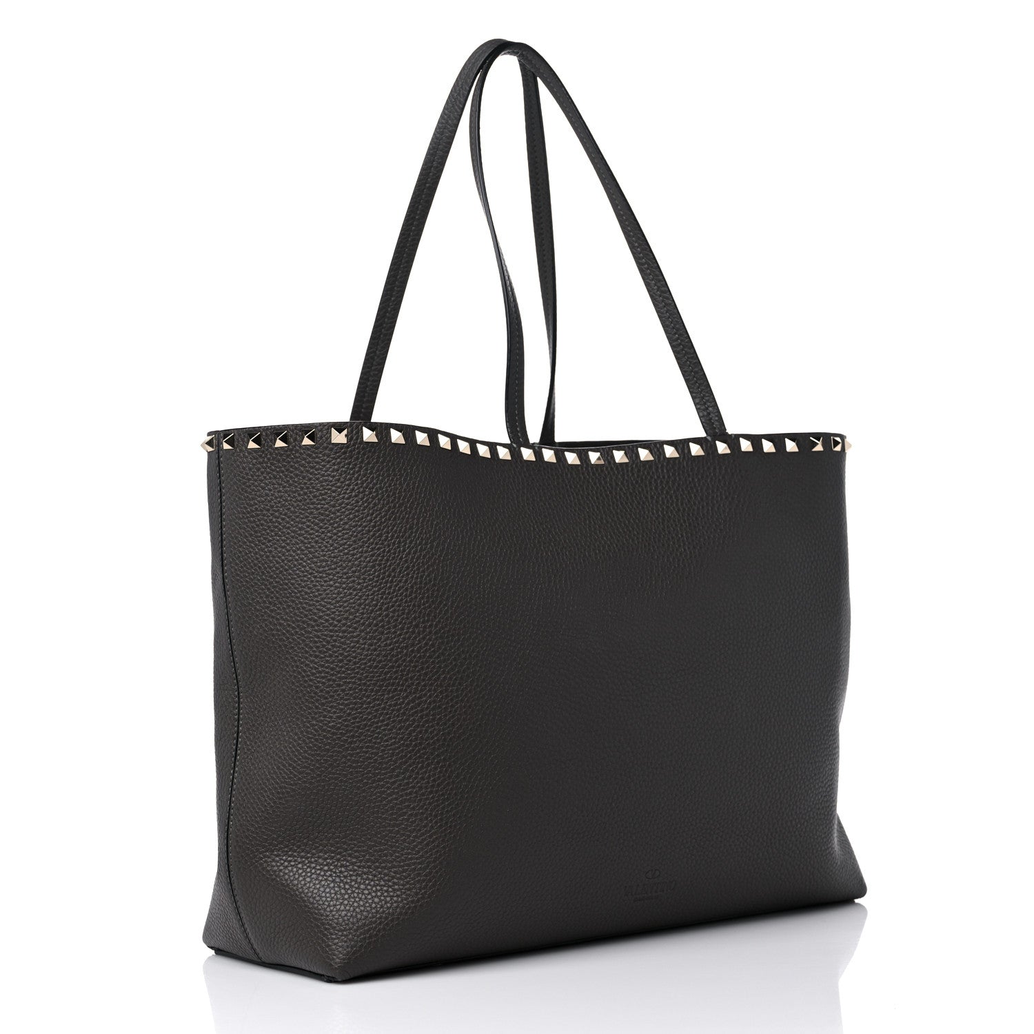 Valentino Garavani Grained Calfskin Rockstud Shoulder Tote Graphite 2 of 11