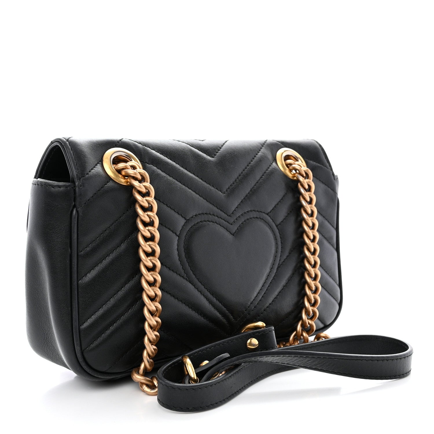 Gucci Calfskin Matelasse Mini GG Marmont Shoulder Bag Black 3 of 11