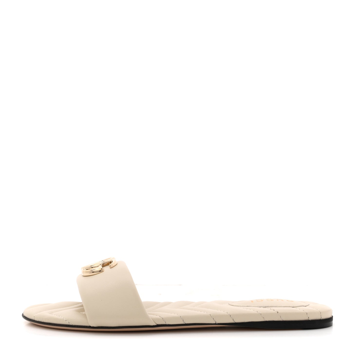 Nappa Matelasse GG Marmont Flat Slide Sandals 38.5 New Ivoire