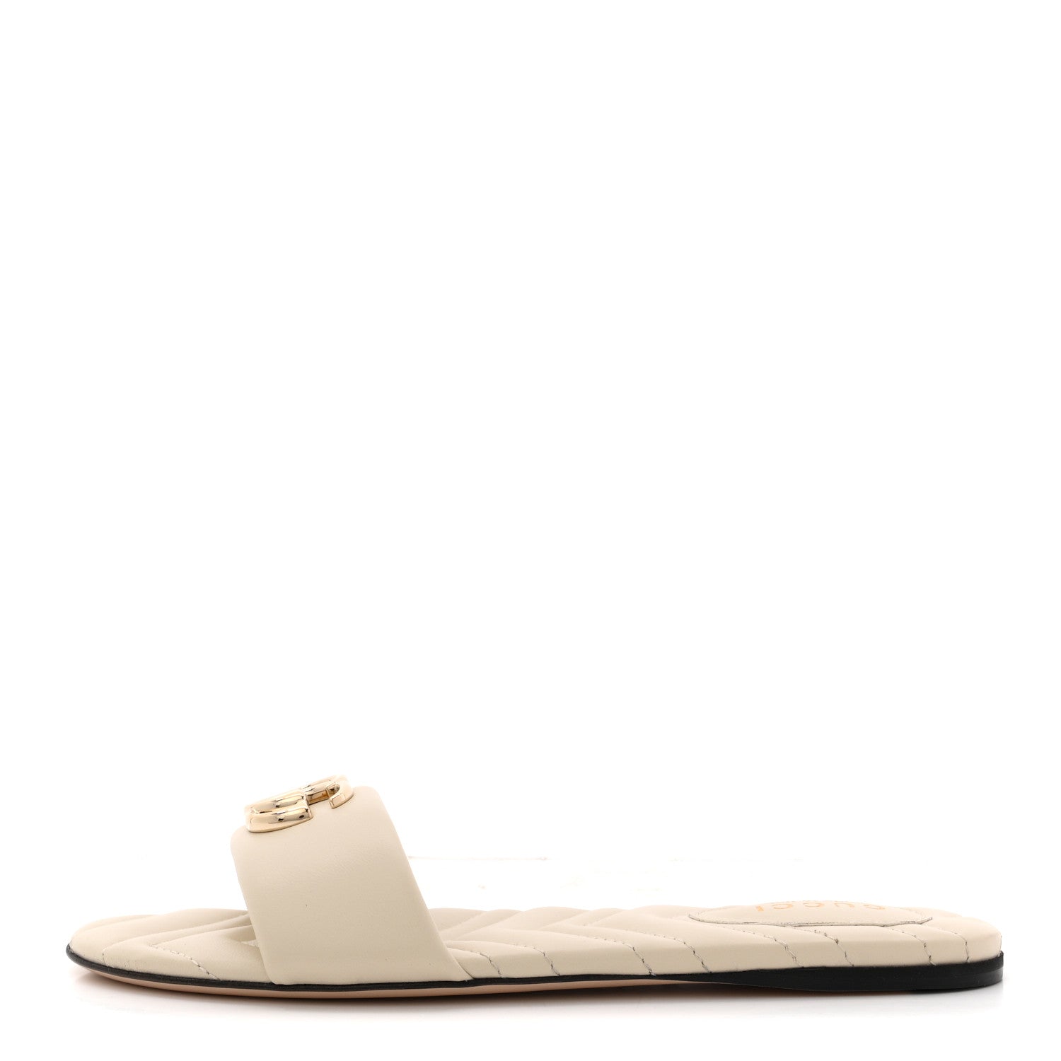 Gucci Nappa Matelasse GG Marmont Flat Slide Sandals 38.5 New Ivoire 1 of 10
